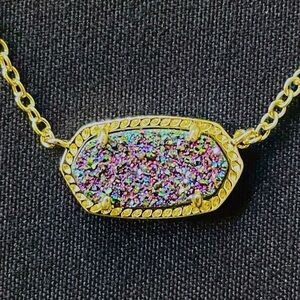 Kendra Scott Elisa Gold Pendant Platinum Drusy LIKE BRAND NEW ONLY WORE 1 TIME!!